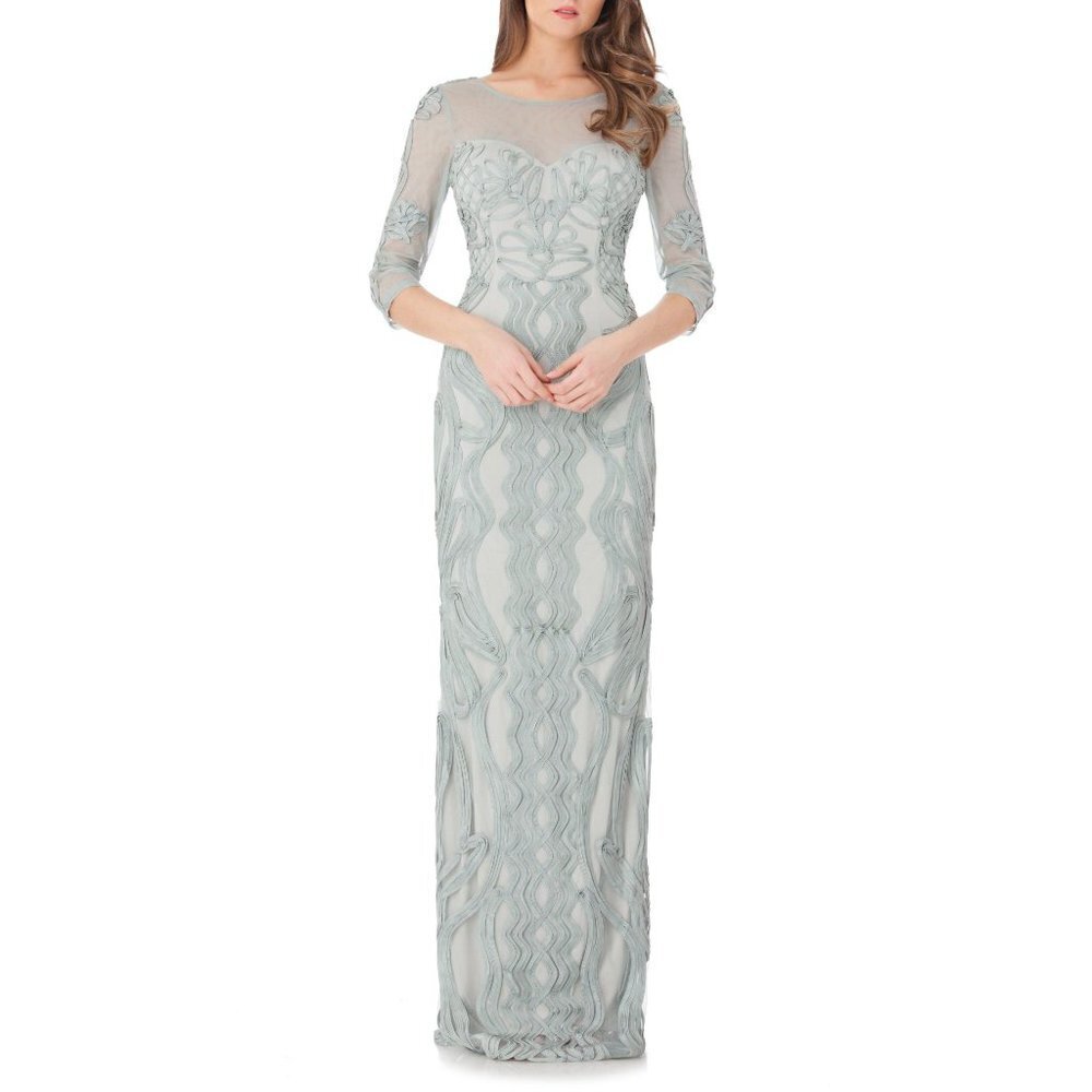 New JS Collection sz 4 Column Gown Round Neck Womens Dress Green NWT